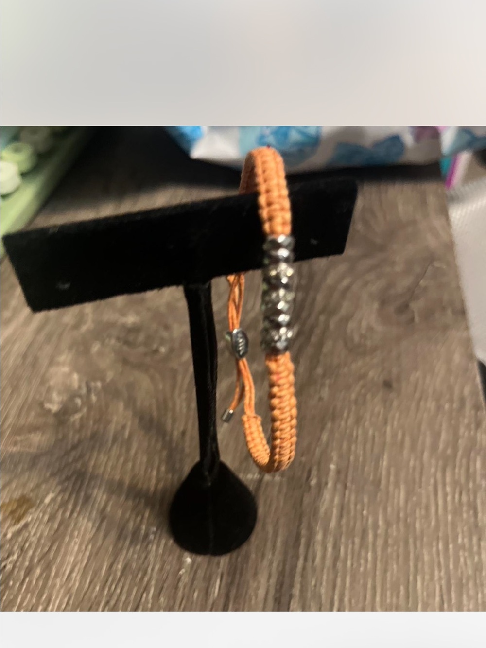 Fossil Orange Woven Bracelet with Silver Beads